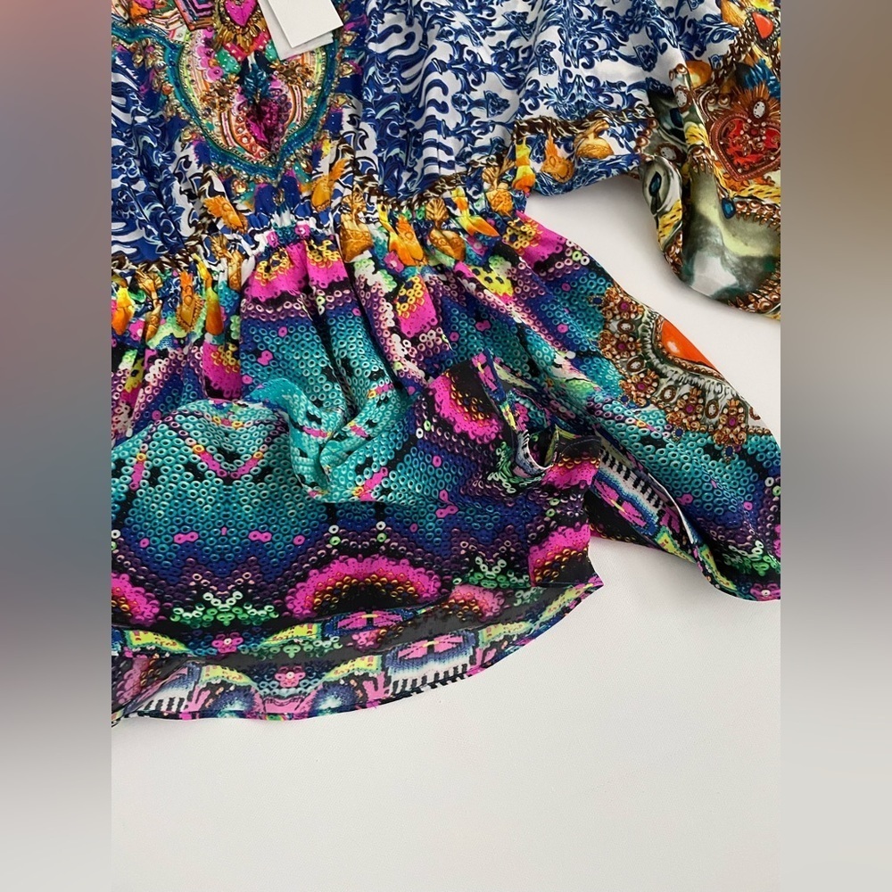 Camilla Drop Shoulder Playsuit Lucky Charms Crystal embellished romper silk - Picture 5 of 14